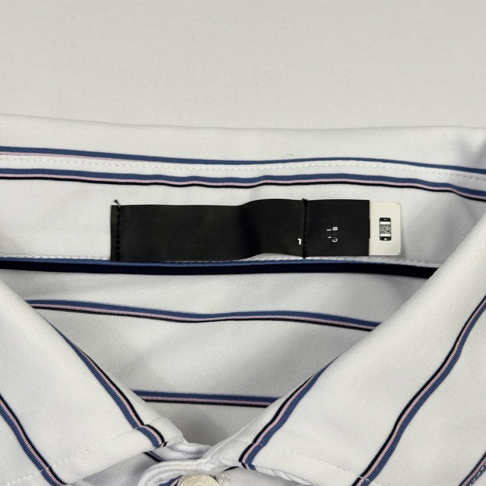 RLX Ralph Lauren Polo Shirt Mens Large White Striped‎ Golf Stretch Performance - Picture 6 of 13